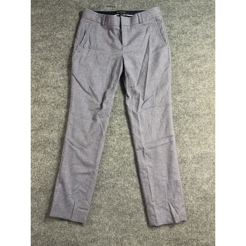 Banana Republic Ryan Fit Flannel Wool‑Blend Dress Pants – Blue Herringbone – 2P
